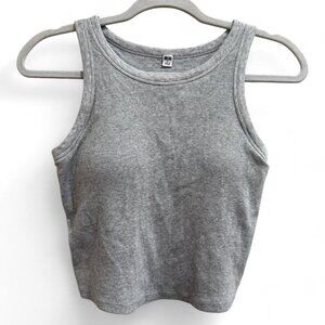 Uniqlo Gray Ribbed Cropped Padded Bra Tank Top - Small